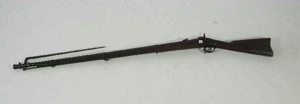 1863 SPRINGFIELD BALL & CAP MUSKET WITH BAYONET: ALL ORIGINAL - MARKED ON SIDE& BARREL - MEASURES 58" LONG OVERALL