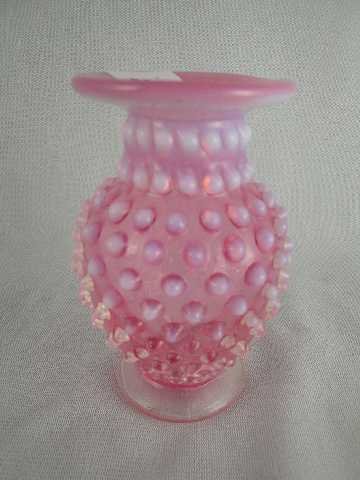 ANTIQUE HOBNAIL GLASSWARE - MINI CRANBERRY VASE: MEASURES 3.75" TALL
