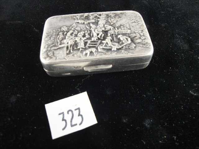 ANTIQUE DANISH REPOSSE SILVER PILL BOX: MEASURES 2.25" ACROSS