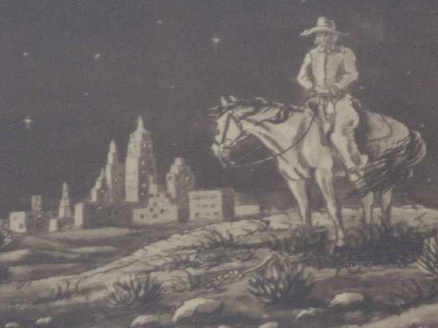 MAX EVANS LITHOGRAPH - IN MY VALLEY: MAX EVANS AUTHOR OF "THE ROUNDERS" AND ARTIST WHOM HAS COLLABERATED WITH WOODY CRUMBO - SIGNED ON MAT - FINELY FRAMED & MATTED MEASURING 24" X 30"