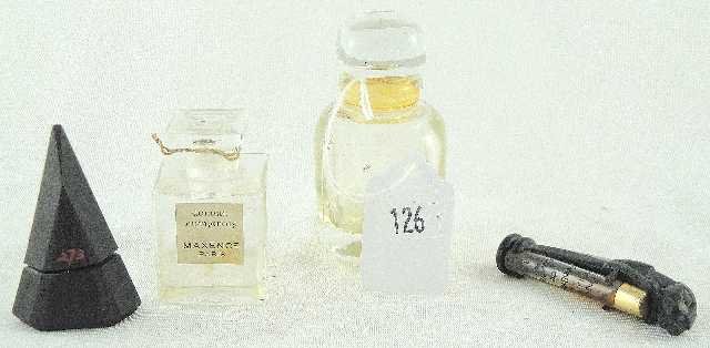 LOT OF 4 MISC. VTG BOTTLES: JOSEPH 273, CARTIER WITH HOLDER, MAXENCE, AND GIVENCHY