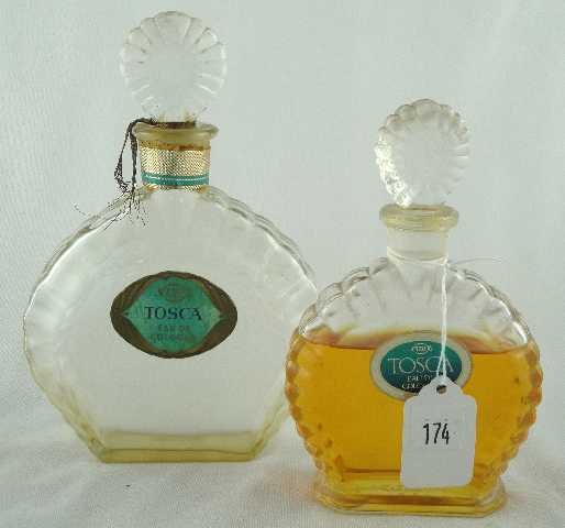 LOT OF 2 - TOSCA BOTTLES: INCLUDING 7.75" EMPTY AND 6.25" .75 FULL