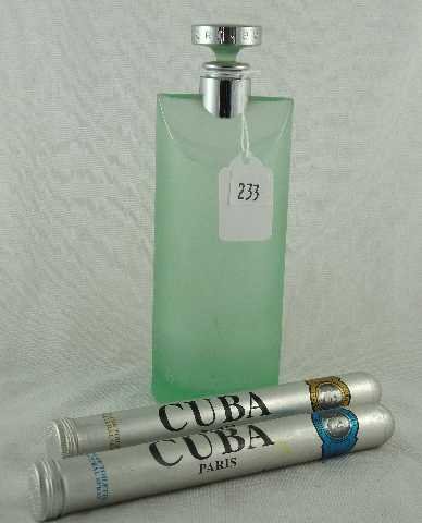 BUGATTI BULGARI BOTTLE WITH CUBA PARIS CIGAR VIALS: ALL ONE MONEY!