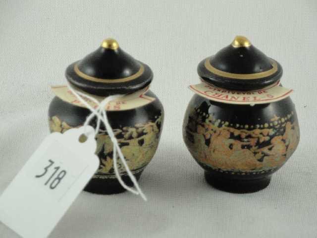 LOT OF 2 - SOLID PERFUMES - UN-OPENED - CHANEL 5 T: EACH MEASURE 2.25" TALL - CLASSIC GREEK DESIGN