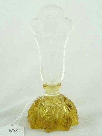 CZECHOSLOVAKIAN YELLOW BASE WITH CLEAR STOPPER FLO: MEASURES 6" TALL
