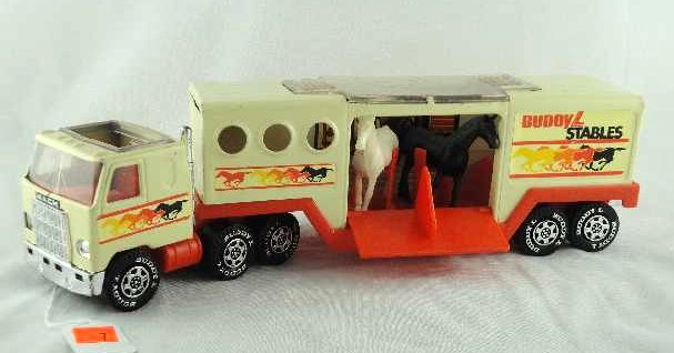 VTG HARD PLASTIC BUDDY L. STABLES SEMI TRUCK: MEASURES 17" LONG
