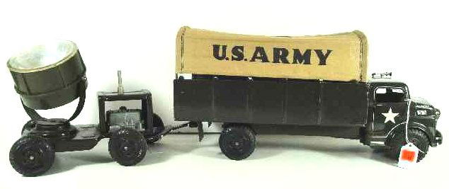 Vtg Marx Lumar U.s. Army Truck & Spotlight Set Vtg Marx Lumar U.s. Army Truck & Spotlight Set