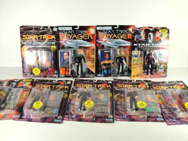 STAR TREK FIGURES NIB - LOT OF 9: INCLUDING WILLIAM RIKER, WORF, ODO, DR. JULIA BASHIR, THE DOCTOR, CHIEF MILES O'BRIEN, MAJOR KIRA NERYS, LT. TUVOH, QUARK