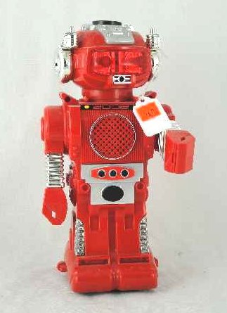HARD PLASTIC BATOP NEW BRIGHT RED ROBOT 1984: MEASURES 11" TALL