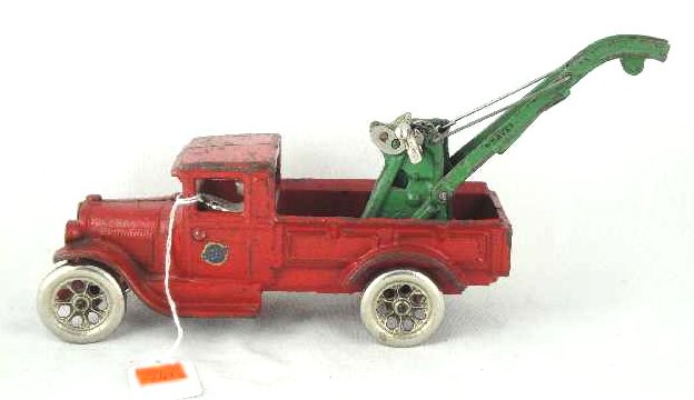 ARCADE 215L CAST IRON TOW TRUCK: LABEL ON DRIVERS DOOR - MEASURES 11"