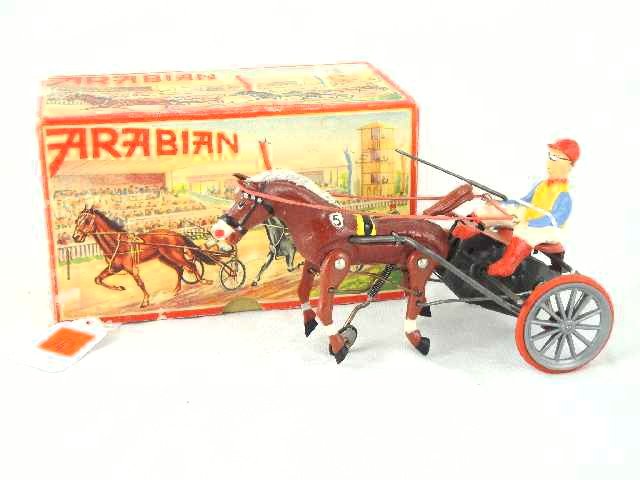 50'S DPA W. GERMANY WIND UP ARABIAN HORSE & RIDER : BOX MEASURES 7" LONG X 4" X 3.75"