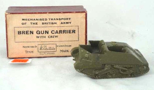 BRITAIN BREN GUN CARRIER WITH CREW 1876 IN BOX: BOX MEASURES 4" ACROSS