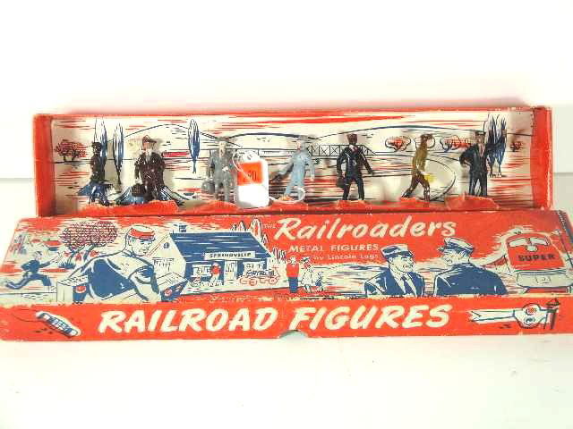 VTG RAILROADERS METAL FIGURES BY LINCOLN LOGS IN O: BOX MEASURES 15" X 3" X 2"