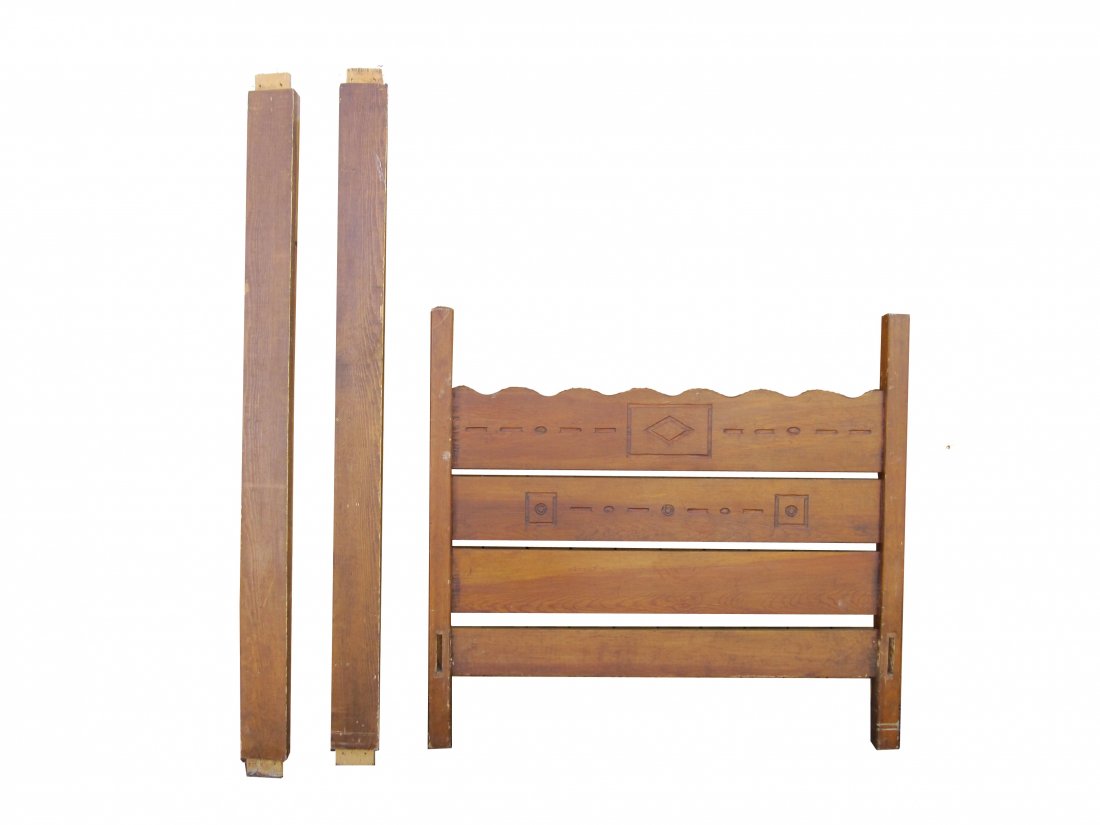 VTG 1938 BED FROM OLD STAGECOACH INN TAOS: FULL SIZE INCLUDES HEADBOARD, FOOTBOARD, AND TWO RAILS