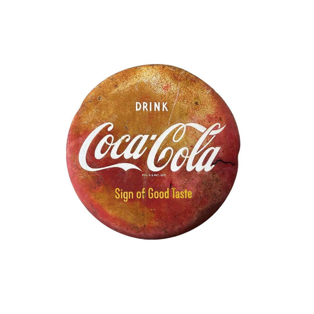Vintage Metal Coca Cola Sign Button Tin (1 of 1)