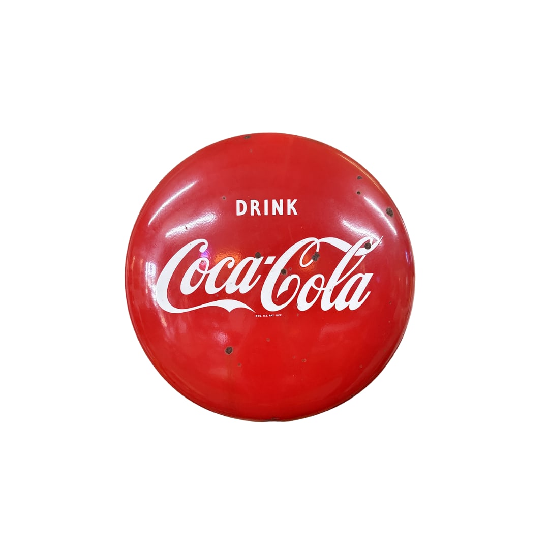 Coca Cola Round Button Metal Sign (1 of 1)