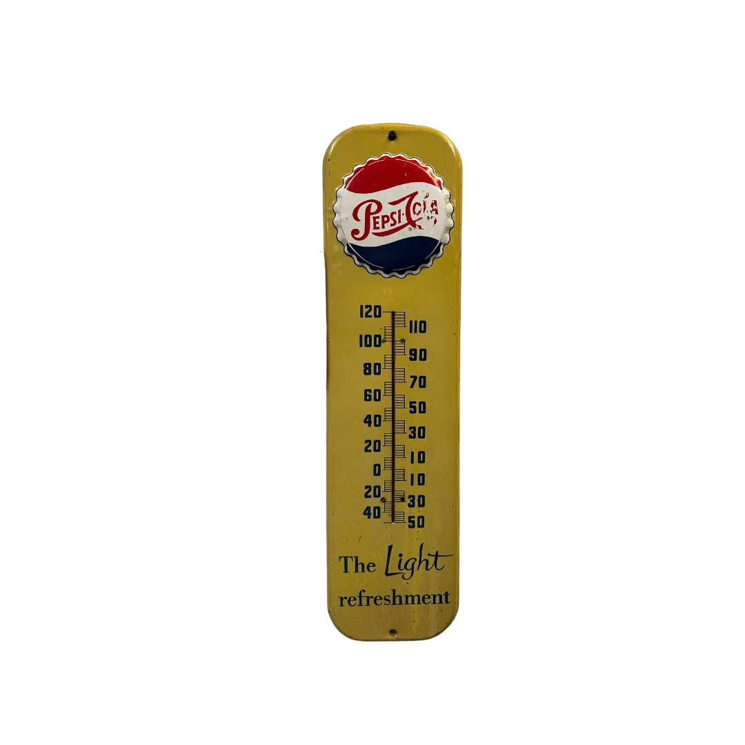 Vintage Pepsi Cola Metal Thermometer Ad Sign (1 of 1)
