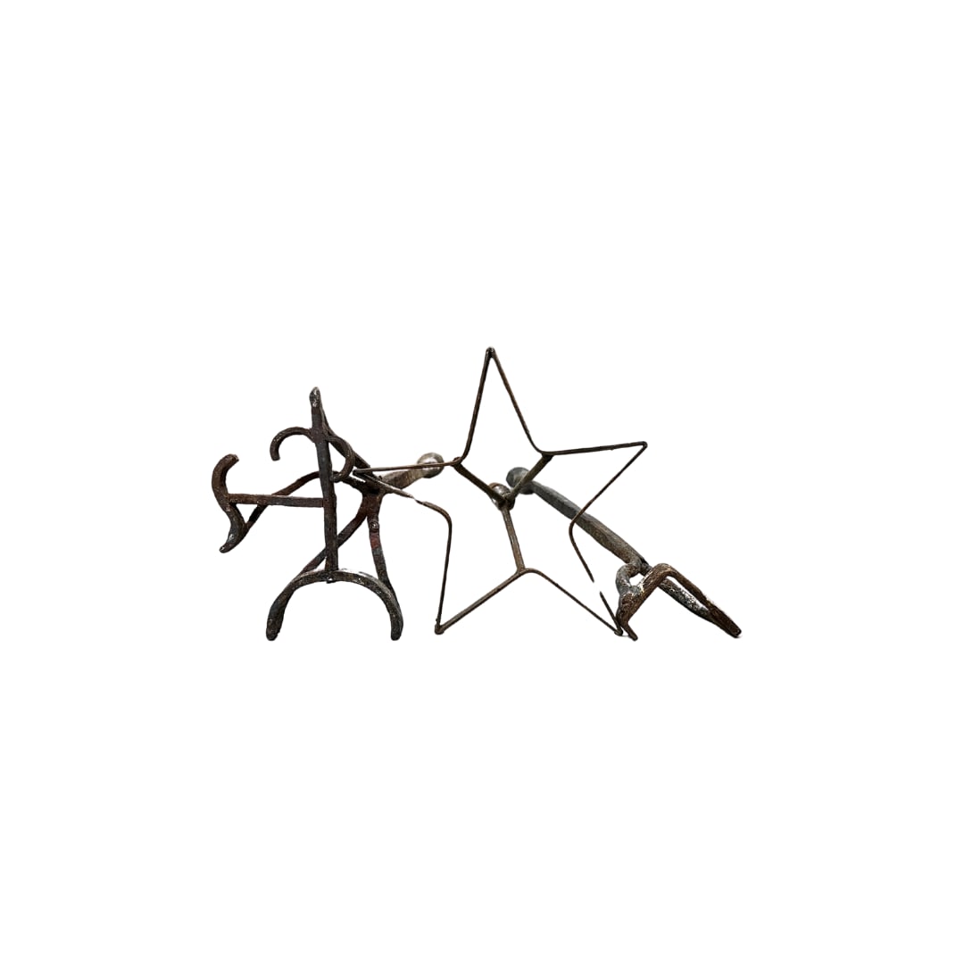 Collection of (3) Branding Rod Irons: Collection of (3) Branding Rod Irons These irons, once used to mark livestock, feature different brands and wear, telling a story of years gone by. Perfect for collectors, historians, or as a rustic a