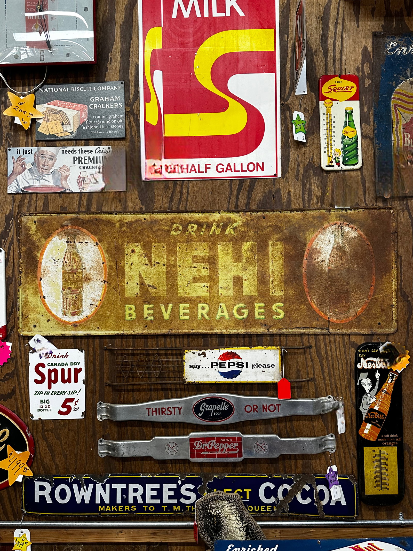 Vintage Nehi Metal Sign: Vintage Nehi Metal Sign Condition: Rusted with visible scuffs, scratches, and stains 52" x 22" Please take a moment to review our detailed Shipping Policy and Terms and Conditions before placing any b