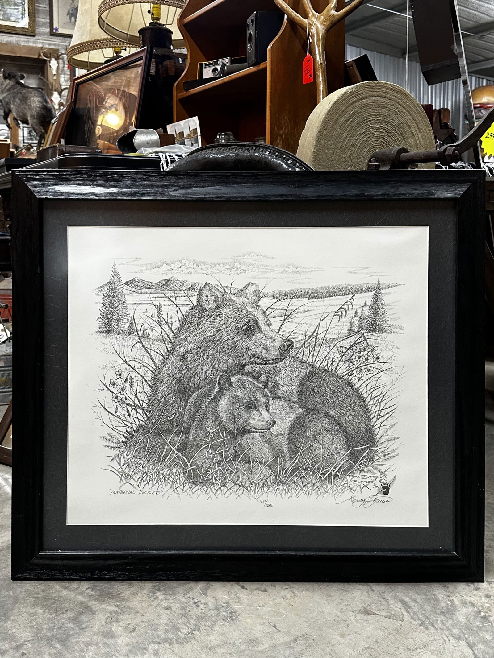 Dan Brewer Two Bears Pencil Framed Art  (1 of 2)
