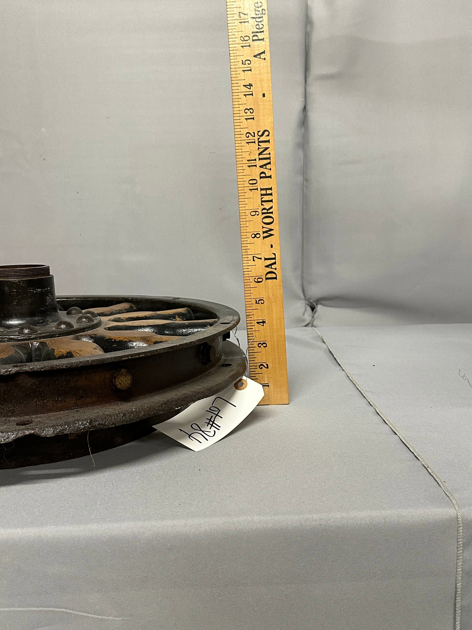 Old Wooden Automobile Wheel: Old Wooden Automobile Wheel 20" diameter Please take a moment to review our detailed Shipping Policy and Terms and Conditions before placing any bids. Understanding these policies ensures a smooth and