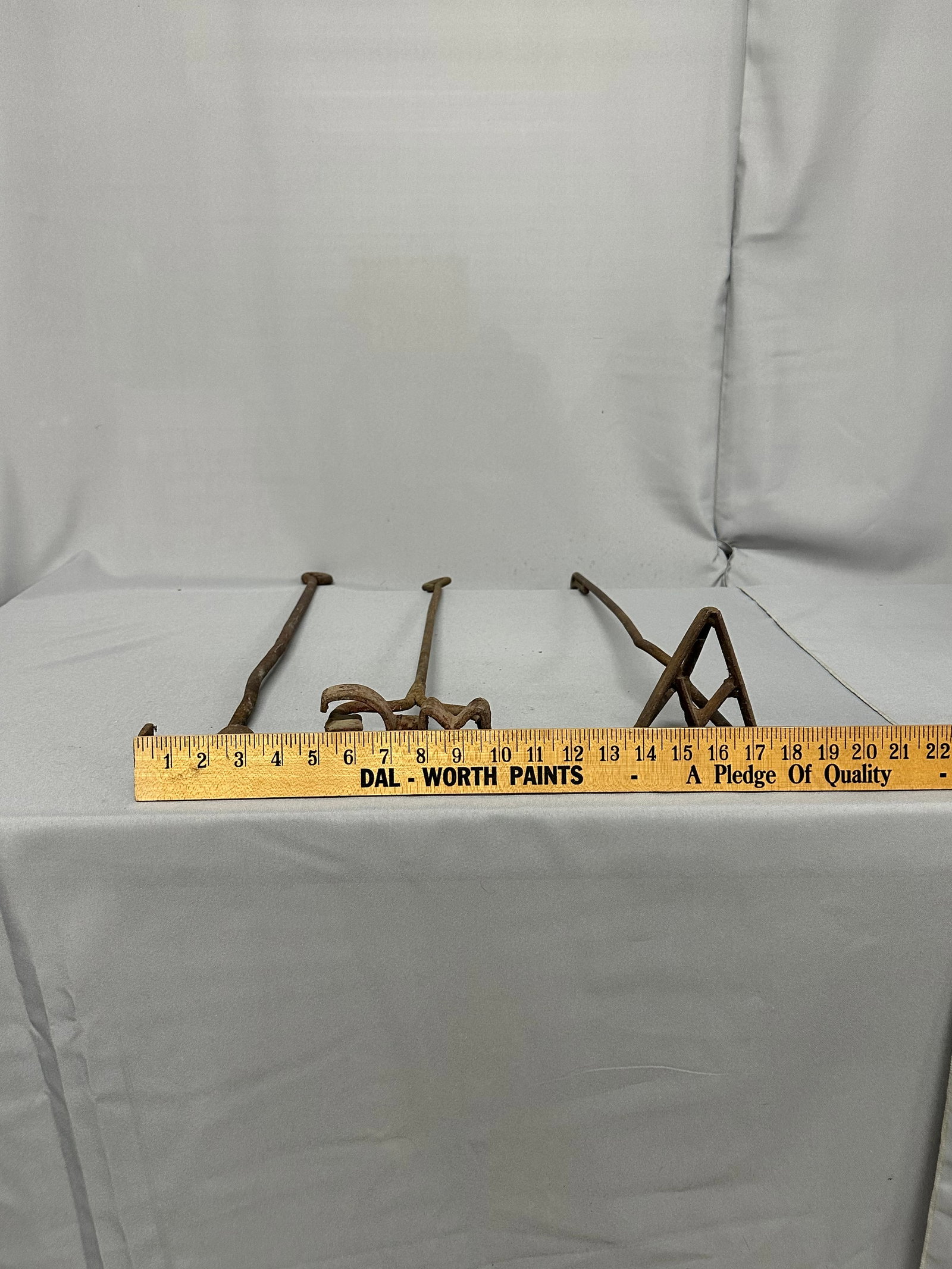 Collection of (3) Branding Rod Irons with Handles- MG, 2, : Collection of (3) Branding Rod Irons These irons, once used to mark livestock, feature different brands and wear, telling a story of years gone by. Perfect for collectors, historians, or as a rustic a
