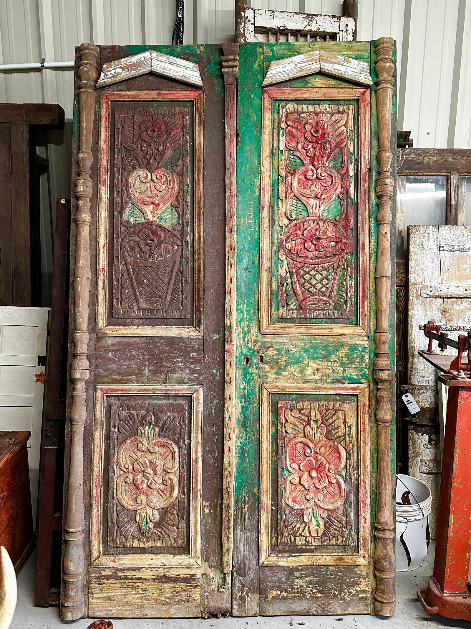 Wooden Doors from India: Wooden Doors with painted flowers from India Set of 2 58" x 101" Please take a moment to review our detailed Shipping Policy and Terms and Conditions before placing any bids. Understanding these polic