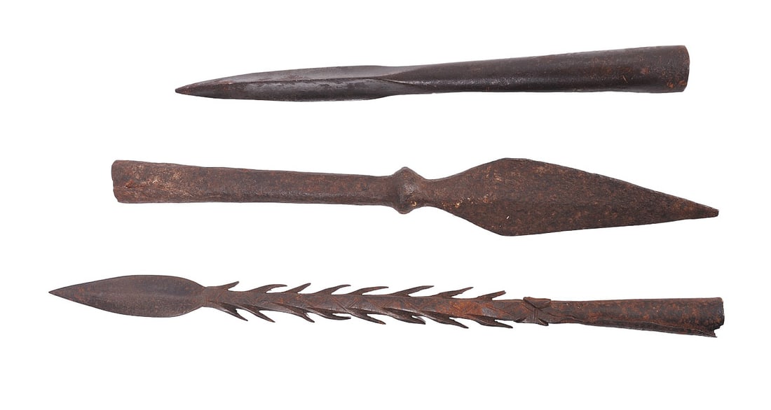 Three Antique Iron Lance Points (DSC) (1 of 12)