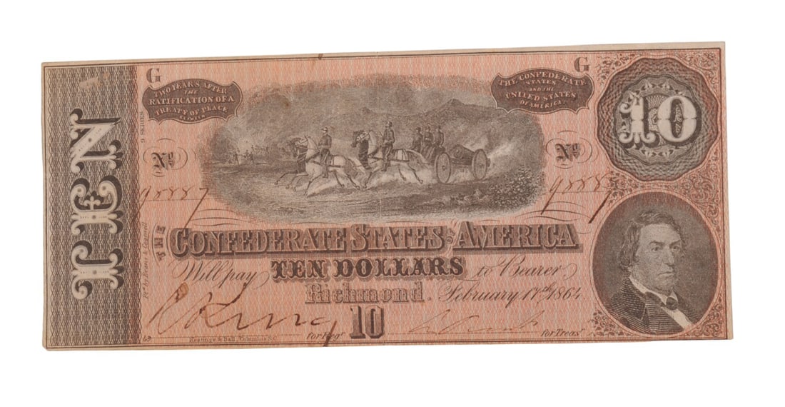 Civil War issue $10 Confederate Currency Note (A) (1 of 4)