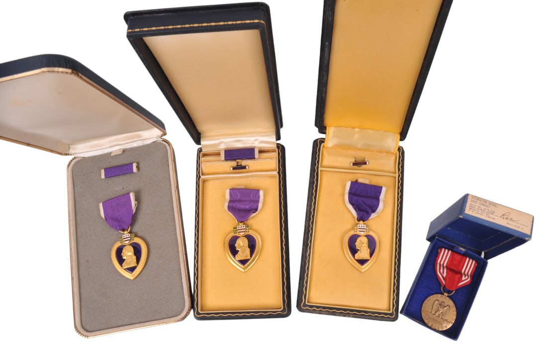 Three US Military Purple Hearts & One Good Conduct Medals (MOS) (1 of 5)