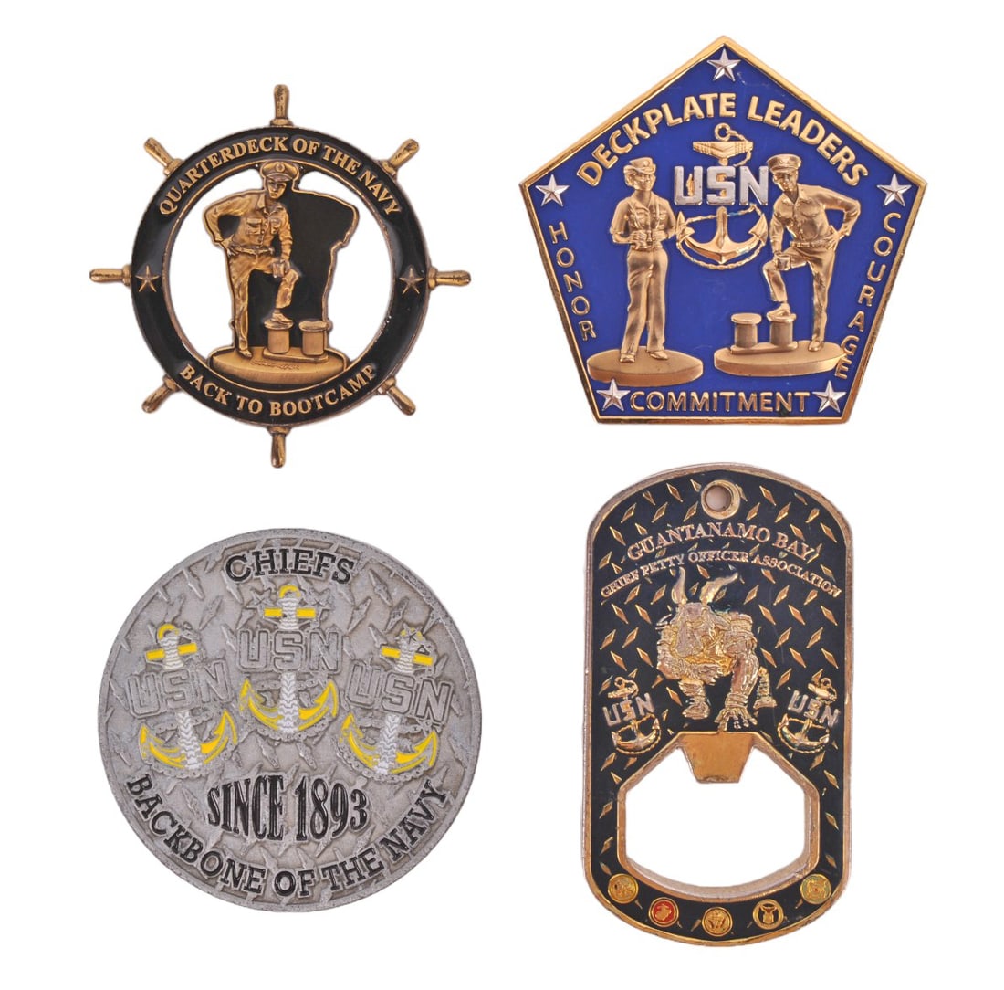 US Navy Chief Challenge Coins and Bottle Opener  (EDN) (1 of 2)