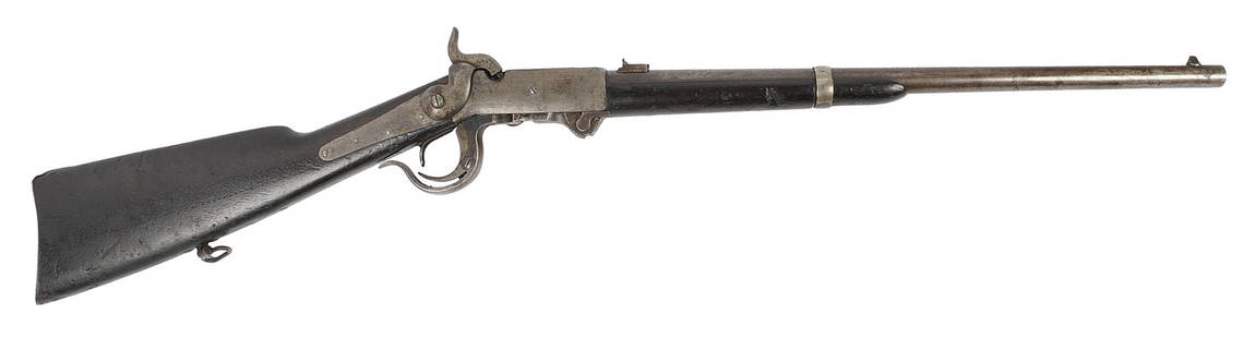 Burnside 1864 '5th Model' .54 Caliber Breech-loading Carbine No FFL Required (HRT1): A Burnside 1864 '5th Model' .54 Caliber Breech-loading Carbine that is in fair to good condition with strong rifling. The bore has some pitting, but is otherwise clean and bright. The action appears