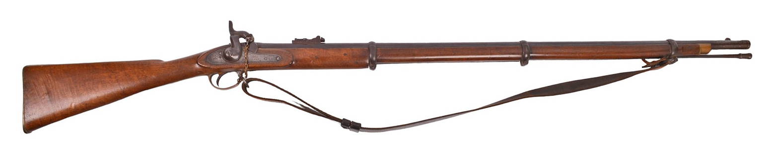 Tower 1862 dated Named British Military Civil War era Enfield .577 Percussion Rifle - Antique (HRT1): Tower 1862 Dated, Named (H Thomas) British Military Civil War era Enfield .577 Percussion Rifle in very good condition with a good to fair bore. The action appears to function properly and the finish