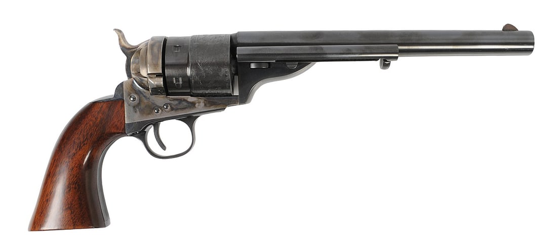 Cimarron Model 1851 .45LC Single-action Revolver FFL Required: X06228 (J2D1): A Cimarron Model 1851 .45LC Single-action Revolver that is in very good condition with a bright and defined bore. The action appears to function properly and the finish shows little to no usage wear.