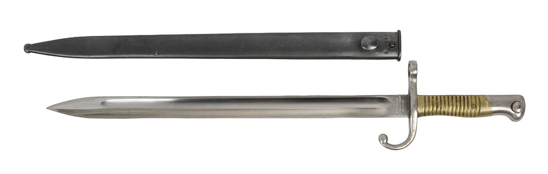 Argentine Military M1891 Mauser Rifle Bayonet (J2D): This German contract Argentine Military M1891 Mauser Rifle Bayonet is in very good condition, but has a ground crest.