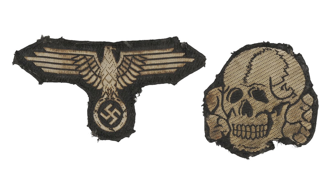 *German SS WWII era Visor Hat Eagle & Totenkopf Insignia (JMT) (1 of 2)