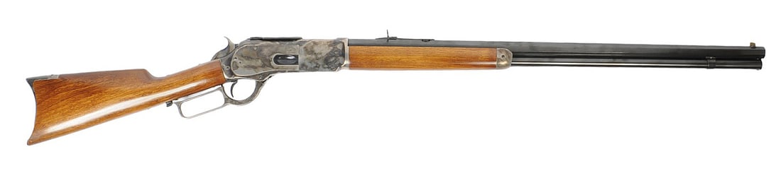 Chaparral Model 1876 40-60 Lever-action Rifle FFL Required: W760655 (J2D1): A Chaparral Model 1876 40-60 Lever-action Rifle that is in very good condition with a bright and defined bore. The action appears to function properly and the finish shows very light usage wear.