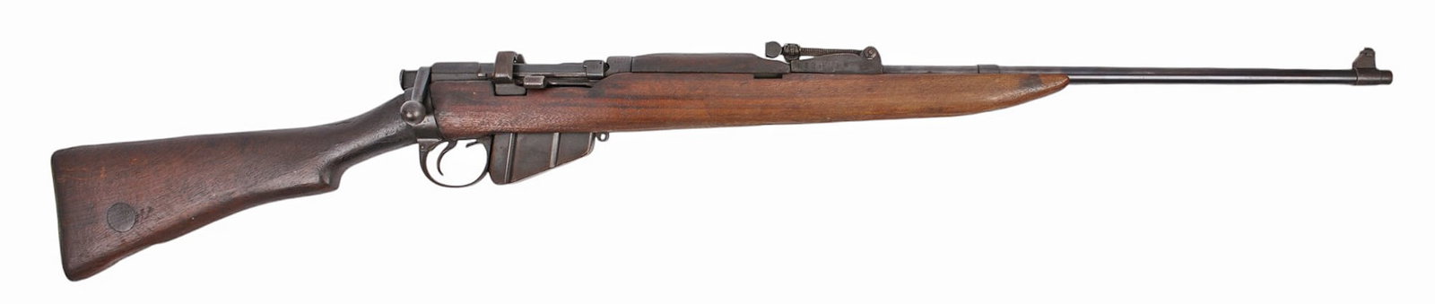 Sporterized BSA Enfield No.1 Mk. III .303 British Bolt-action Rifle FFL Required: 72879 (AJE1): A Sporterized BSA Enfield No.1 Mk. III .303 British Bolt-action Rifle that is in good condition with a bright and defined bore. The action appears to function properly, and the finish shows mild servi