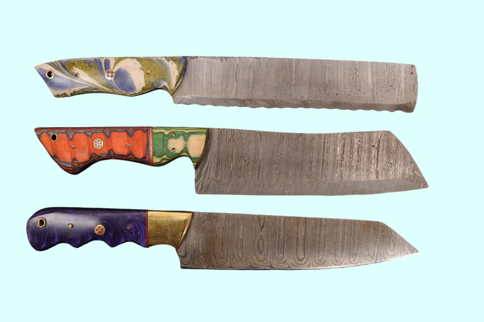 Damascus Knife Lot of 3 (H2H) (1 of 7)