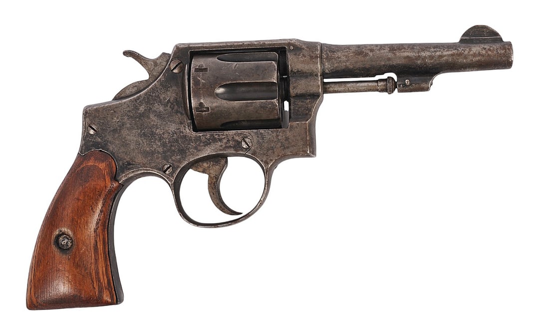 Spanish Eibar Copy of a S&W Mod.10 .38 Caliber Double-Action Revolver FFL Required 33655 (B3W1): This Spanish Eibar Copy of a S&W .38 Caliber Double-Action Revolver is in fair condition with a bright and defined bore. The action appears to function intermittently but the lockup is slightly out of