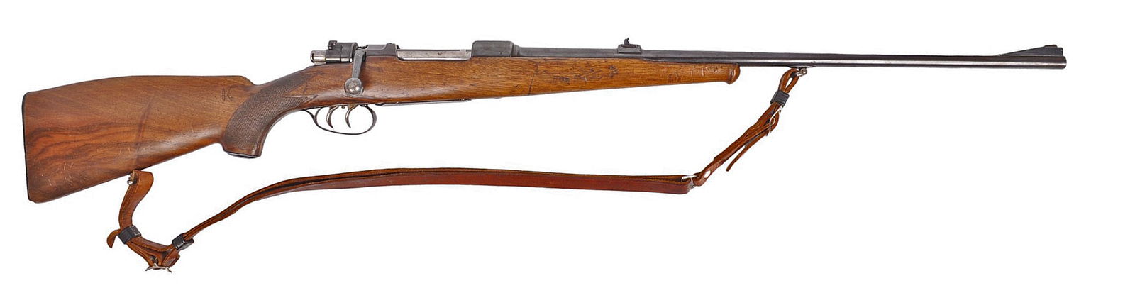 Sporterized German K98k 8mm Mauser Bolt-action Rifle FFL Required: 2807(J2D1): A Sporterized German K98k 8mm Mauser Bolt-action Rifle that is in good condition with a bright and defined bore. The action appears to function properly, and the finish shows mild usage wear. There is