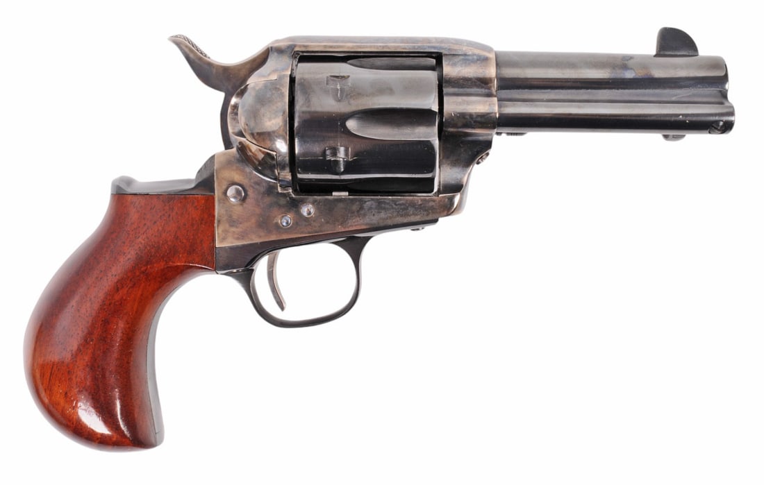 Italian Uberti Colt Thunderer 45 Colt Single-Action Revolver - FFL Required 150590 (J2D1): An Italian Uberti Thunderer 45 Colt Revolver in very good condition with a bright and defined bore that desires a minor cleaning. The action appears to function with a tight lockup, and the finish sho