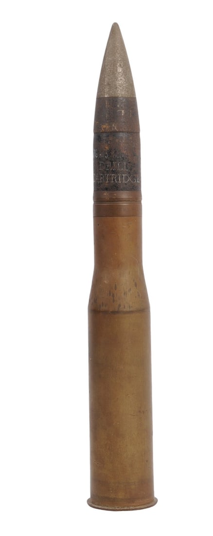 U.S. Military WWII 37MM 1942 Dated M3 Drill Cartridge and Projectile (D3J): A U.S. Military WWII 37MM 1942 Dated M3 Drill Cartridge and Projectile in good condition. The projectile and casing so moderate wear with minor surface rust and scuffing. Markings appear to be good an