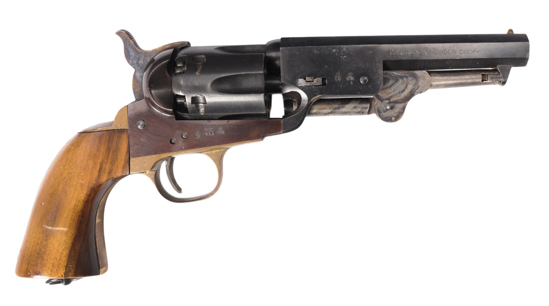 Euroarms/Brescia Sheriff Model 36 Caliber Revolver No FFL Required (J2D1): A Euroarms/Brescia Sheriff Model 36 Caliber Revolver that is in good condition with a slightly dark but defined bore. The action appears to function properly with a tight lockup, and the finish shows 
