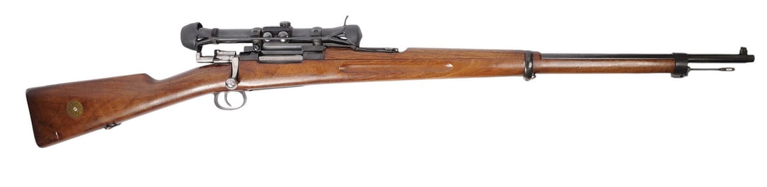 Swedish Military Model 1896 6.5x55mm Mauser Bolt-Action Rifle - FFL # 182945 (J2D1): A Swedish Military Model 1896 6.5x55mm Mauser Bolt-Action Rifle in very good condition and very good condition. It has been fitted with an aftermarket scope and had the bolt modified and turned down.