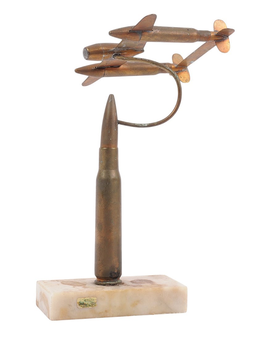 US WWII era P-38 Fighter Aviation Trench Art  (JBB) (1 of 8)