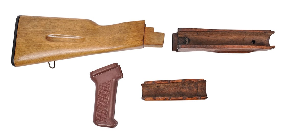 Wooden AK47 Furniture Set (TAY): A complete AK47 Wooden Furniture Set with all piece present.