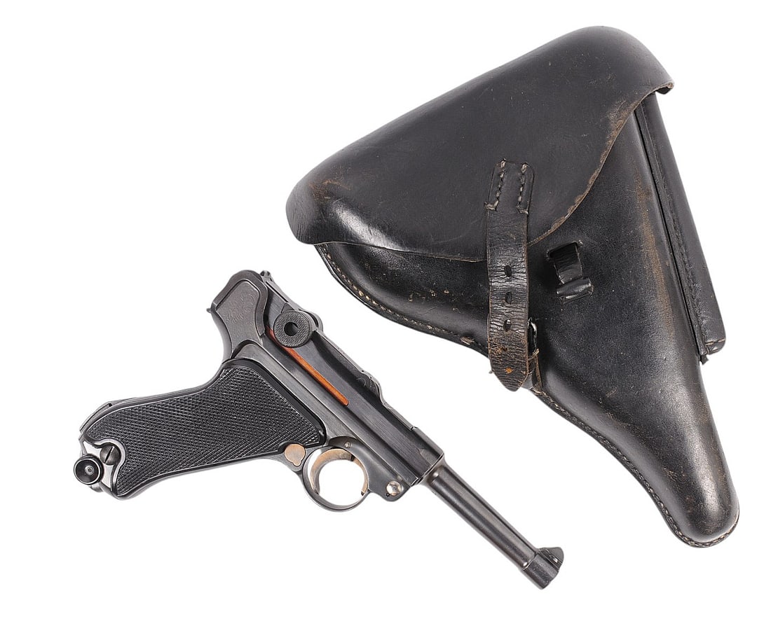 Investment Grade German World War II Black Widow 42/42 P08 9mm Luger Pistol FFL Required:9519 (BCD1): This extremely rare Commercial "Black Widow" Luger is featured on page 91 of "Third Reich Lugers & Their Accessories" by Jan C. Still. It is in very good condition with a bright and defined bore. The 