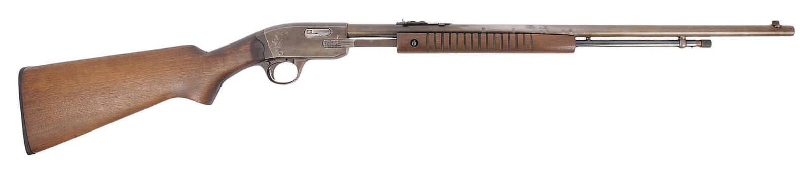 Savage Arms Model 29B 22LR Pump-action Rifle FFL Required: NSN (COK1): A Savage Arms Model 29B 22LR Pump-action Rifle that is in good condition with a bright and defined bore. The action appears to function properly, and the finish shows signs of usage with finish fade a