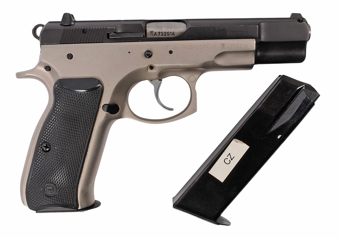 Czech CZ-USA CZ-75B 9x19mm Semi-auto Pistol FFL Required: A732014 (RJP1): A Czech CZ-USA CZ-75B 9x19mm Semi-auto Pistol that is in very good condition with a bright and defined bore. The action appears to function properly, and the finish shows light usage wear. A spare mag